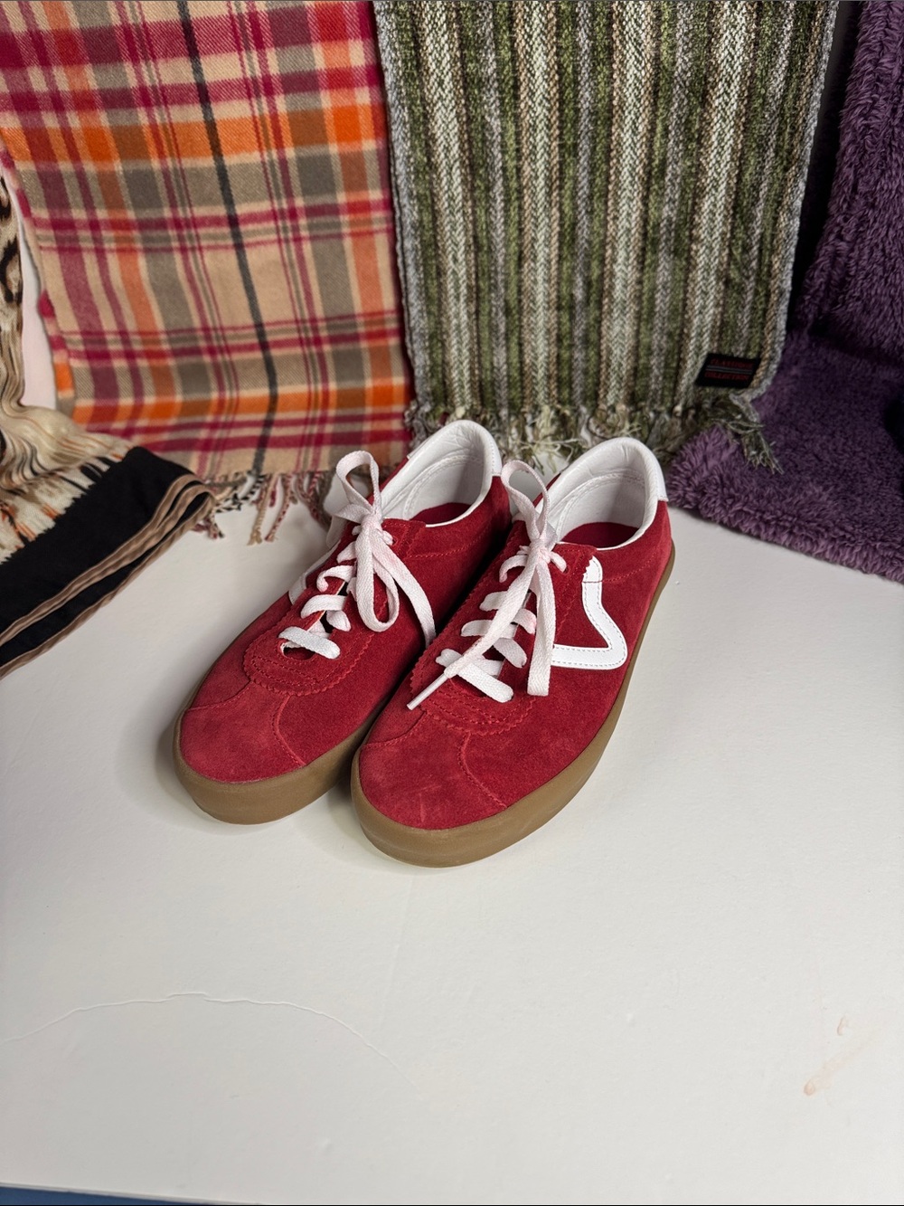 Vans Red and White Low-Top Sneakers
